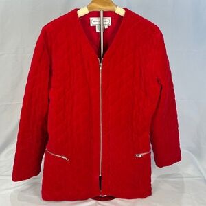 Adrienne Vittadini Sport Red Quilted Zip Jacket – Size M ❤️